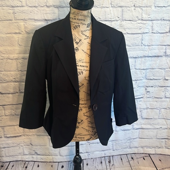 Vintage Trina Turk Blazer One Button Black Size 8 Pockets Fitted - Picture 7 of 10